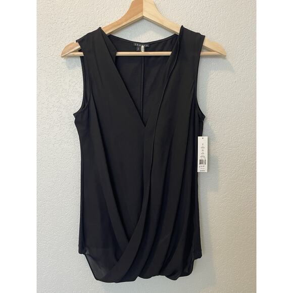 Theory NWT Sleeveless Twist Wrap Style Silk Black Top Sz S Reg $130 Career - Picture 1 of 7